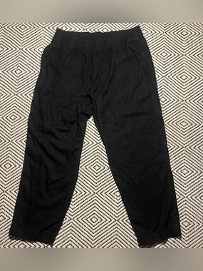 Classic Black Linen pant with pockets elastic waist summer beach